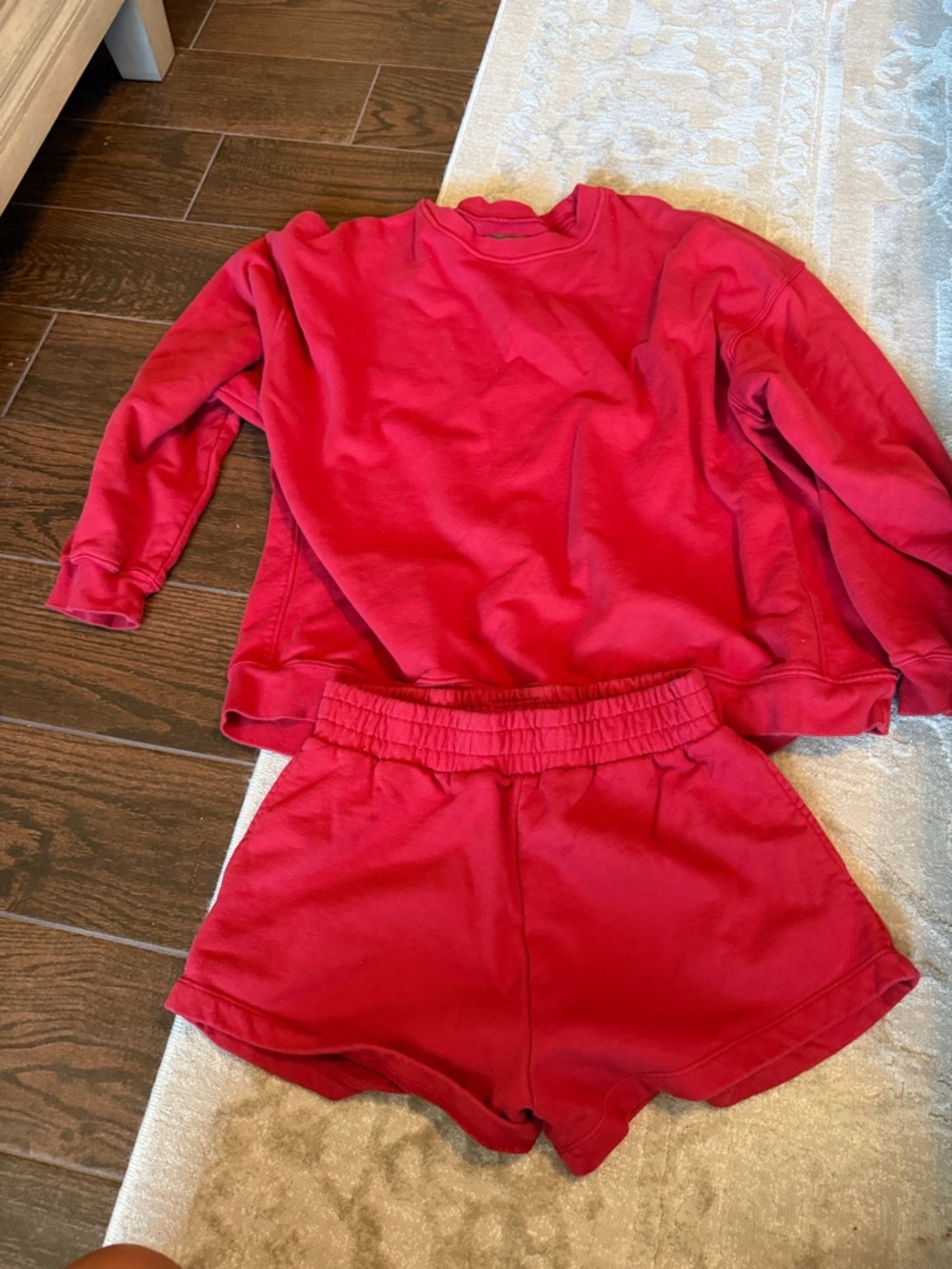 Daily Drills Red Lounge Sweatshirt & Shorts Set